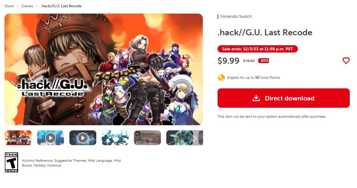 hack//G.U. Last Recode  Aplicações de download da Nintendo Switch